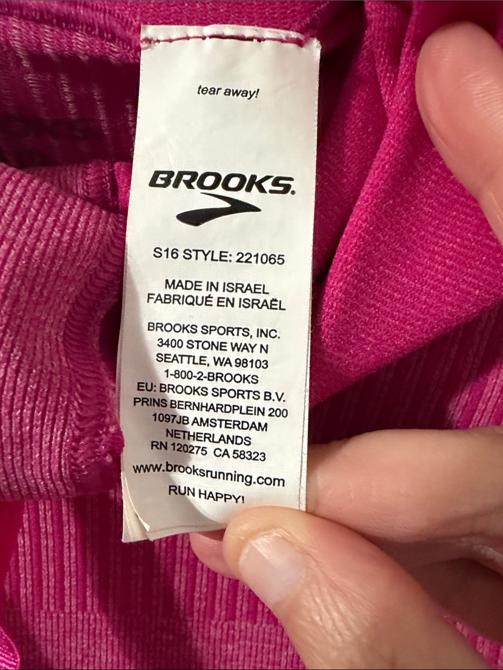 NWOT Brooks Run Happy Streaker' Seamless Hoodie Long Sleeve Stripes Medium Pink - Picture 10 of 11